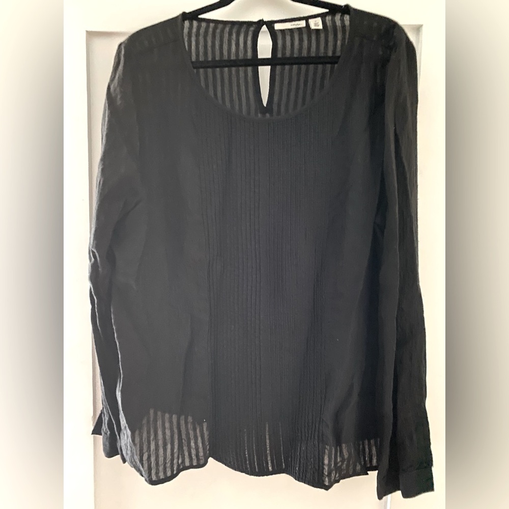 Halogen | Long Sleeve Semi Sheer Blouse